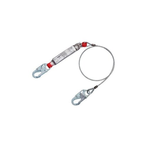 Grey Galvanized Cable Shock-Absorbing Lanyard - 6 ft Length