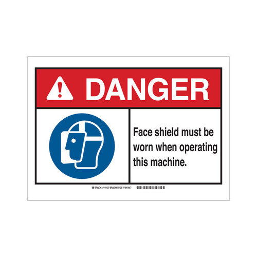 B-555 Aluminum Rectangle White PPE Sign - 14" Width x 10" Height