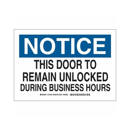 B-302 Polyester Rectangle White Door Sign - 10" Width x 7" Height - Laminated