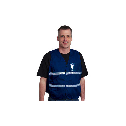300-2504 Blue Medium to XL Cotton/Polyester Solid High-Visibility Vest - 4 Pockets - Fits 39.8" Chest - 24" Length