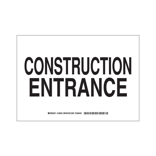 B-555 Aluminum Rectangle White Construction Site Sign - 10" Width x 7" Height