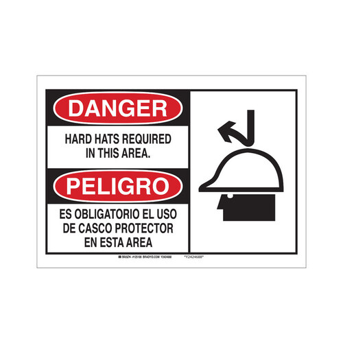 B-302 Polyester Rectangle White PPE Sign - 10" Width x 7" Height - Laminated - Language English / Spanish