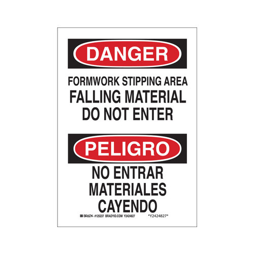 B-401 Polystyrene Rectangle White Construction Site Sign - 7" Width x 10" Height - Language English / Spanish