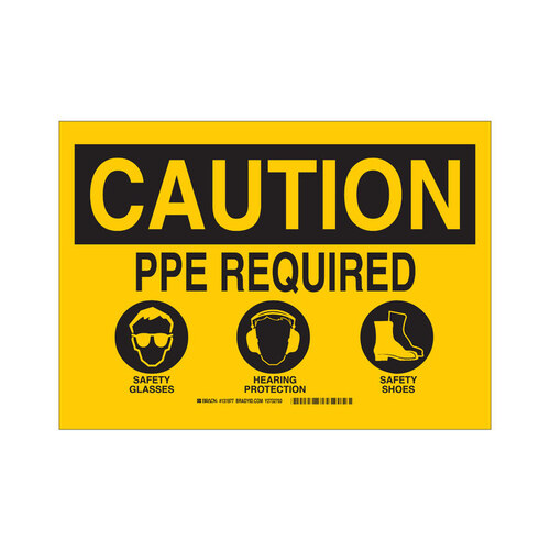 B-302 Polyester Rectangle PPE Sign - 14" Width x 10" Height - Laminated