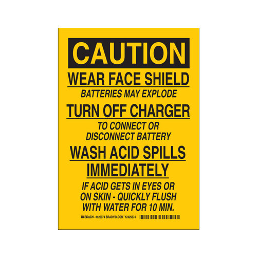 B-401 Polystyrene Rectangle Yellow Chemical Warning Sign - 10" Width x 14" Height