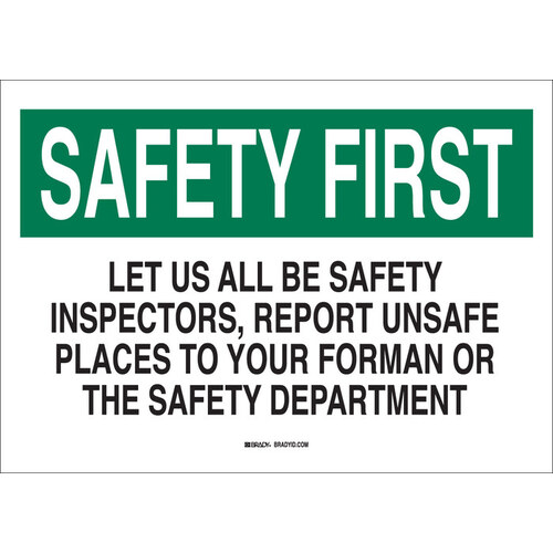 B-555 Aluminum Rectangle White Report Unsafe Conditions Sign - 14" Width x 10" Height