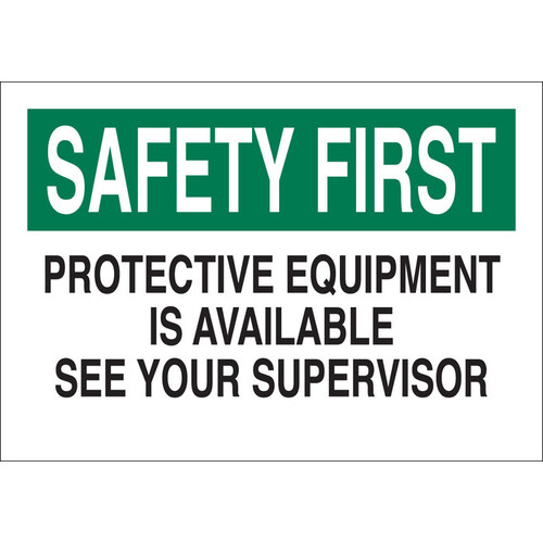 B-555 Aluminum Rectangle White PPE Sign - 14" Width x 10" Height
