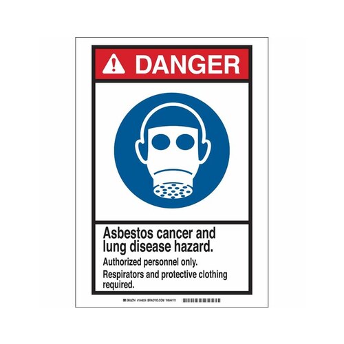 B-120 Fiberglass Rectangle White Hazardous Material Sign - 20" Width x 14" Height - Flame-Retardant