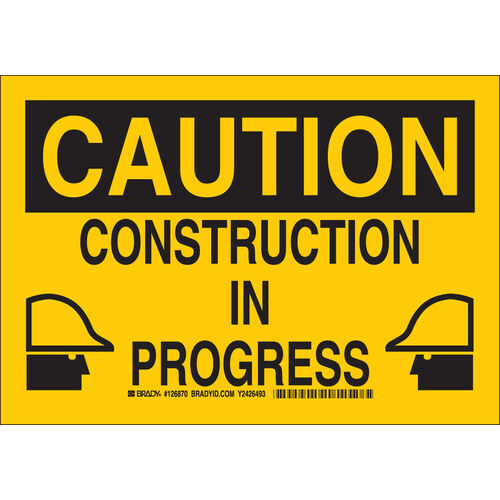 B-401 Polystyrene Rectangle Yellow Construction Site Sign - 14" Width x 10" Height