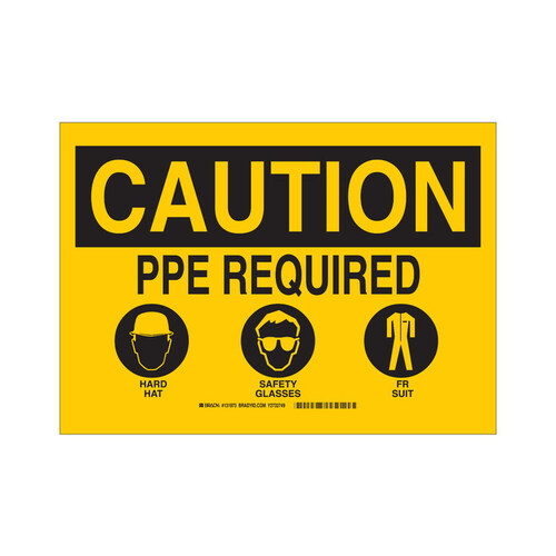 B-302 Polyester Rectangle Yellow PPE Sign - 14" Width x 10" Height - Laminated