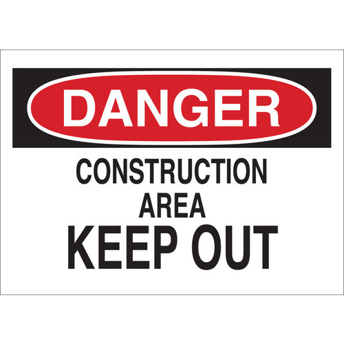 B-555 Aluminum Rectangle White Construction Site Sign - 14" Width x 10" Height