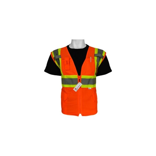Bal ve -0047 Orange 4XL Polyester Mesh/Solid Reflective Vest - 6 Pockets