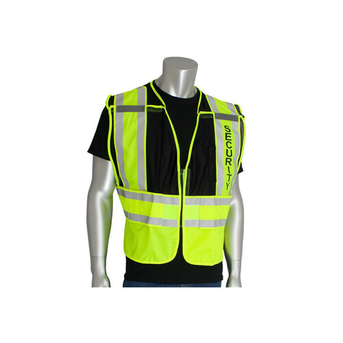 302-PSV Yellow/Black M/XL Mesh/Solid High-Visibility Vest - 2 Pockets