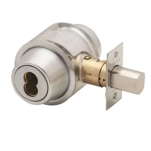 D200 Series Small Format Cylinder by Plate Deadbolt 30253 Latch 10094 Strike Satin Chrome Finish