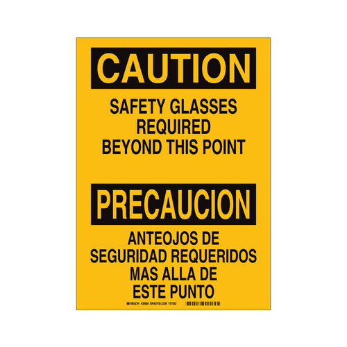 B-401 Polystyrene Rectangle Yellow PPE Sign - Language English / Spanish