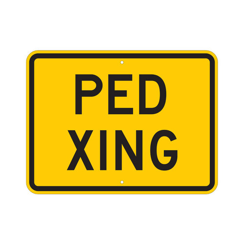 B-959 Aluminum Rectangle Yellow Pedestrian & Crosswalk Sign - 24" Width x 18" Height
