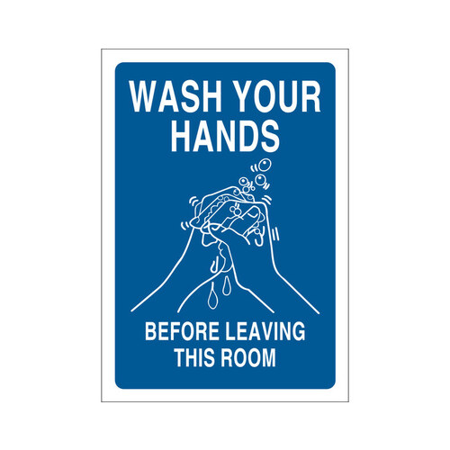 B-302 Polyester Rectangle Blue Personal Hygiene Sign - 7" Width x 10" Height - Laminated