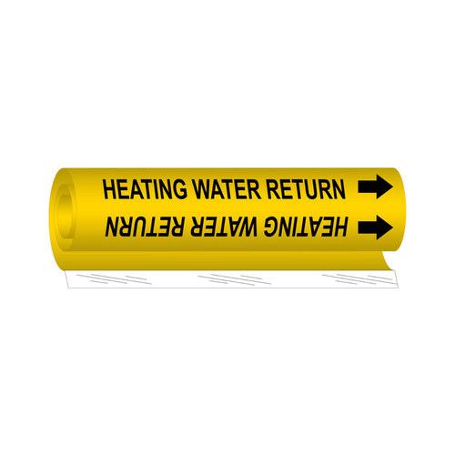 Black on Yellow Polyester Water Wrap-Around Pipe Marker - 3/4" Character Height with Right Arrow - B-689