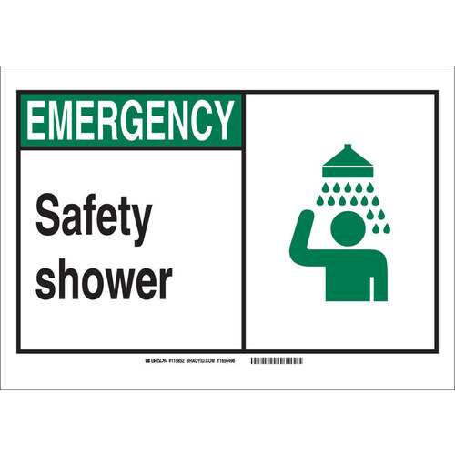 B-401 Polystyrene Rectangle Shower Station Sign - 10" Width x 7" Height