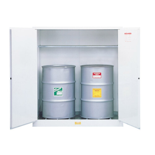 110 gal White Steel Hazardous Material Storage Cabinet - 59" Width - 65" Height