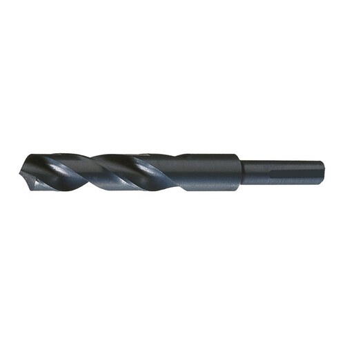 190F 33/64" Reduced Shank Drill - Split 118 Point - 3.125" Spiral Flute - Right Hand Cut - 6" Overall Length - High-Speed Steel - 0.5" Shank