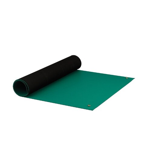 Green Reusable Rubber ESD / Anti-Static Runner - 40 ft Length - 24" Wide - 0.08" Thick - 10 mm Female Snap