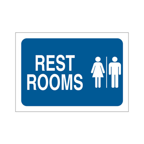 B-555 Aluminum Rectangle White Restroom Sign - 7" Width x 10" Height