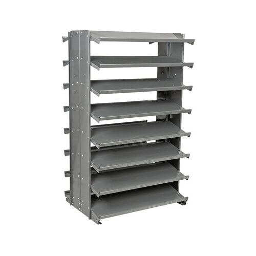800 lbs Yellow Gray Steel 16 ga Double Sided Fixed Rack - 36 3/4" Overall Length - 60 1/4" Height - 48 - Bins Included