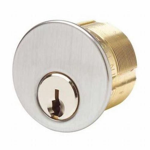 Keyed Different 1-1/8" 5 Pin Mortise Cylinder With Schlage C Keyway and Adams Rite Cam Satin Chrome Finish
