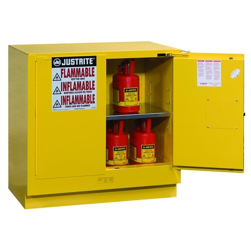 22 gal Yellow Steel Hazardous Material Storage Cabinet - 35" Width - 35" Height - Under Counter