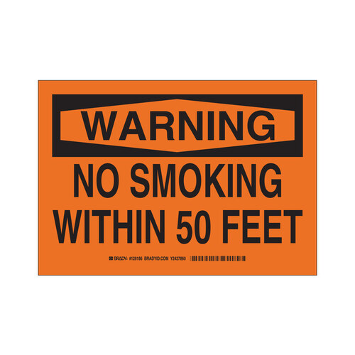 B-302 Polyester Rectangle Orange No Smoking Sign - 10" Width x 7" Height - Laminated