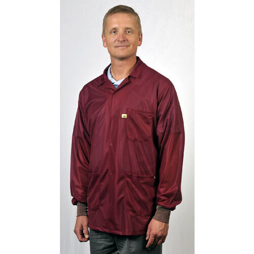 3XL Burgundy Lapel ESD / Anti-Static Jacket - -33C-3X