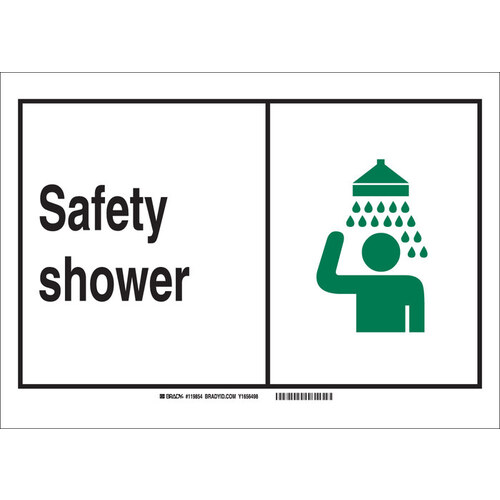 B-302 Polyester Rectangle Shower Station Sign - 10" Width x 7" Height - Laminated