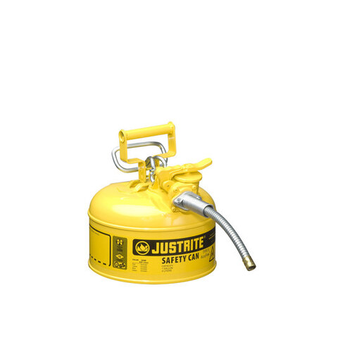 Yellow Steel Leak-Proof, Pressure-Relief Vent, Self-Closing 1 gal Safety Can - 10 1/2" Height - 9 1/2" Overall Diameter