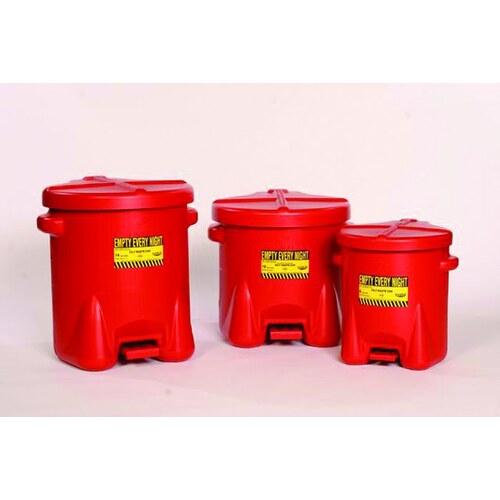 Red HDPE Self-Closing 10 gal Safety Can - 18" Height - 22" Overall Diameter