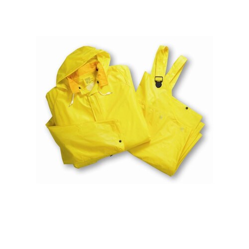 4025E Yellow 5XL PVC Rain Suit - 2 Pockets - Fits 61" Chest - 32" Inseam