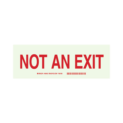 Glo B-324 Polyester Rectangle Glow No Exit Sign - 10" Width x 3.5" Height - Glow in the Dark
