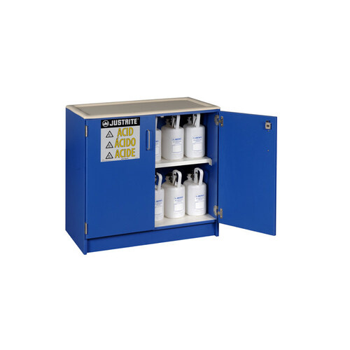 2 1/2 L Blue Wood Hazardous Material Storage Cabinet - 36" Width - 35 3/4" Height - Under Counter