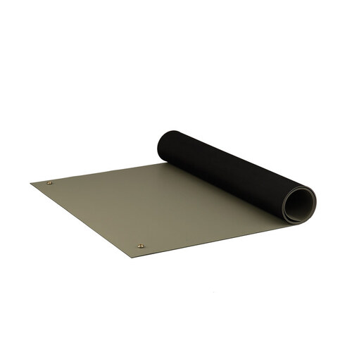 Gray Reusable Rubber ESD / Anti-Static Mat - 60" Length - 36" Wide - 0.08" Thick - 10 mm Female Snap