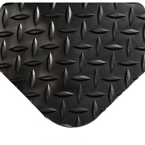 414 Black Nitricell/PVC Diamond-Plate Anti-Fatigue Mat - 3 ft Width - 10 ft Length