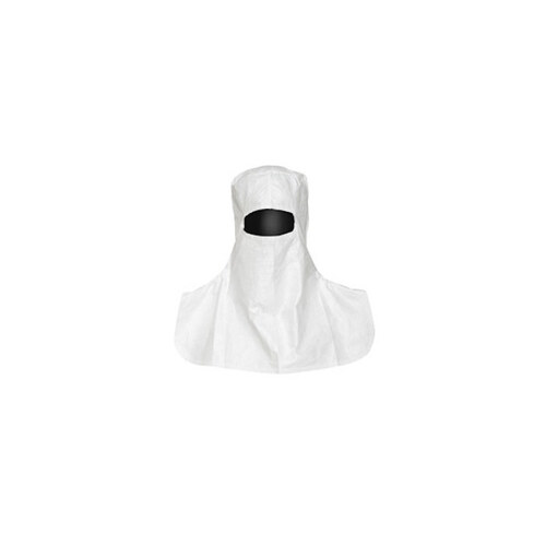 IC666B Sterile White Large Tyvek Cleanroom Hood - Eyes Only Face Opening - ISO Class 4 Rating - Snaps on Back Fitting