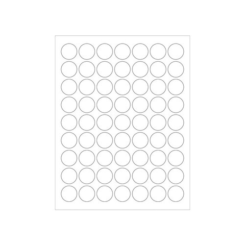 White Face Sheet - 48 lb Circle Laser Labels - 1" Width - 1" Height