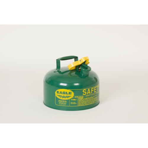 Green Galvanized Steel Self-Closing 2 gal Safety Can - 9 1/2" Height - 11 1/2" Overall Diameter