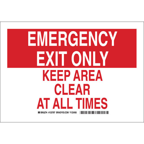 B-555 Aluminum Rectangle Red Emergency Exit Sign - 10" Width x 7" Height