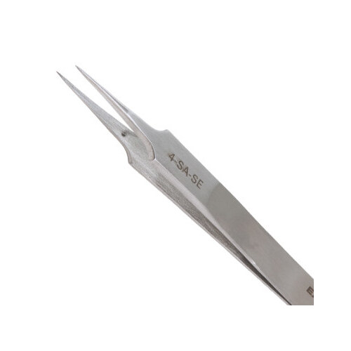 Utility Tweezers - Stainless Steel Straight Tapered Ultra Fine Point Tip - 4 1/4" Length - 4