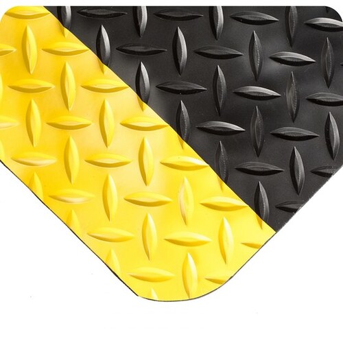 414 Black/Yellow Nitricell/PVC Diamond-Plate Anti-Fatigue Mat - 3 ft Width - 5 ft Length