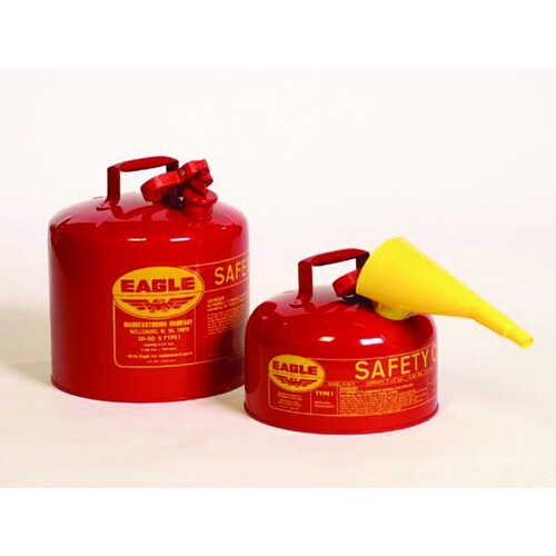 Eagle UI-50-S Red Galvanized Steel Self-Closing 5 gal Safety Can - 13 1/2" Height - 12 1/2" Overall Diameter