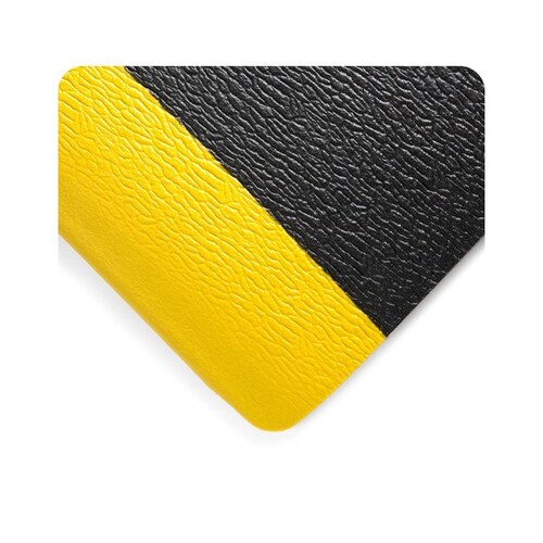 444 Black/Yellow Vinyl Sponge Pebbled Anti-Fatigue Mat - 2 ft Width - 3 ft Length