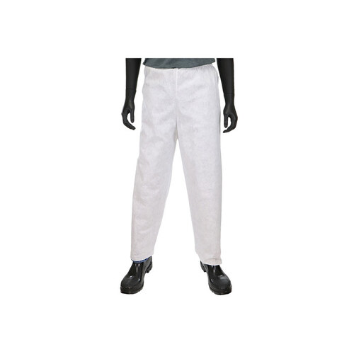 C3816 White XL Polypropylene Disposable Cleanroom Pants - 43.5" Outseam Length