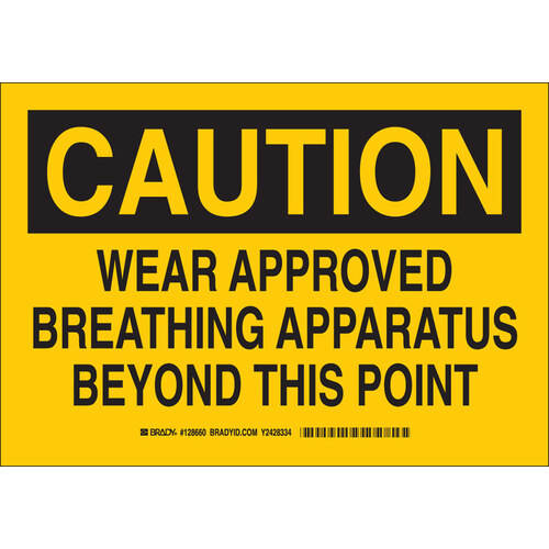 B-555 Aluminum Rectangle Yellow Breathing Apparatus Sign - 14" Width x 10" Height